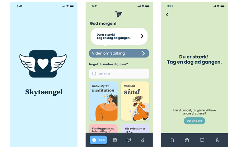 Screenshots of the redesigned main screens for Skytsengel.